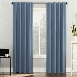 NWT - Set of 2, Sun Zero 100% Blackout Tab Curtain Panel Denim Blue